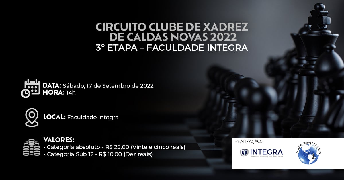 Segunda etapa do IV Circuito de Xadrez Online será nesta sexta